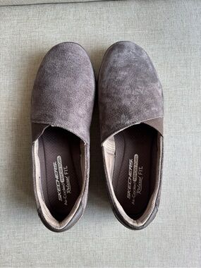 Skechers Women’s Taupe Suede Slip-On Loafers